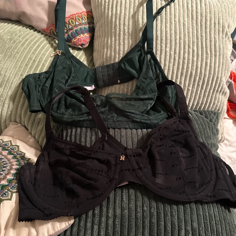 Savage X Fenty Black and Green Bras